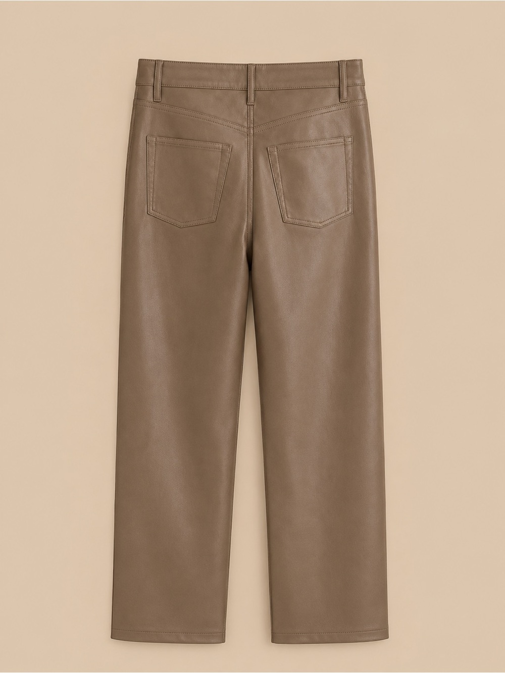 Aritzia Wilfred Taupe Faux-Leather Straight Jeans - Picture 2 of 3